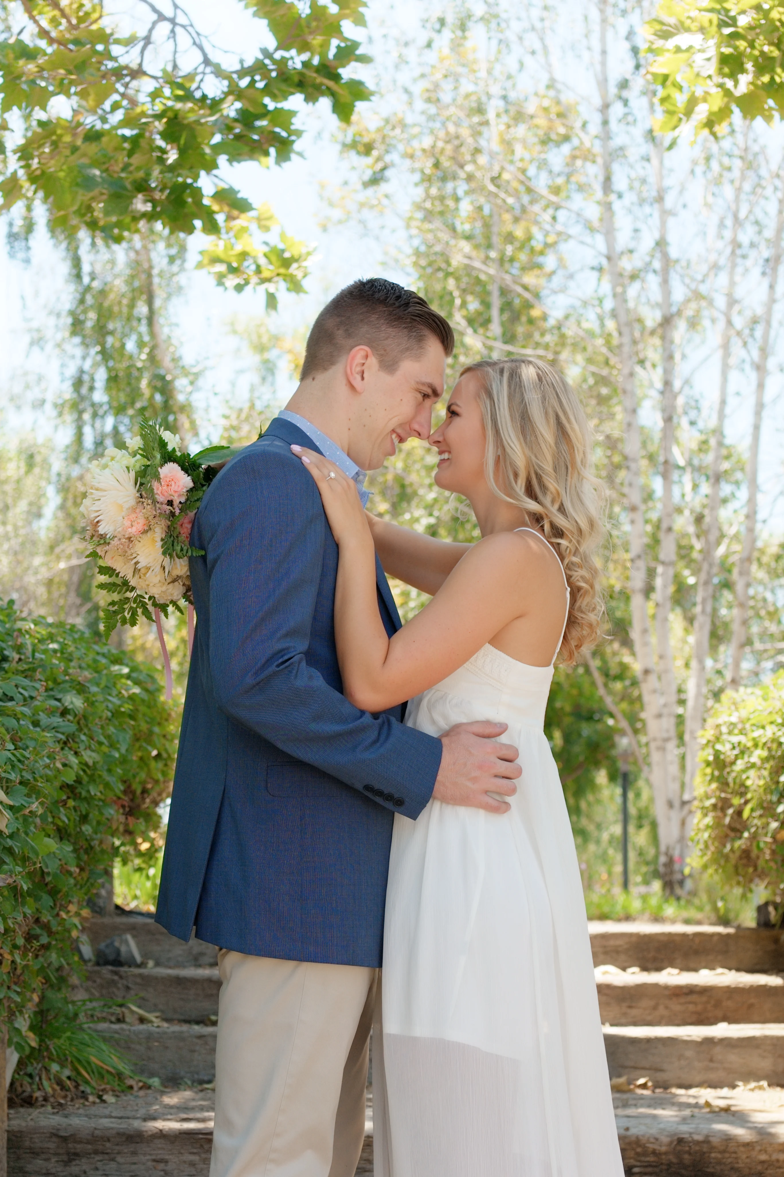Forehead to forehead in the garden