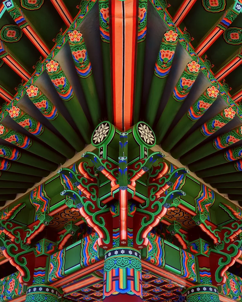 Ornate painted pavilion ceiling — architectural detail