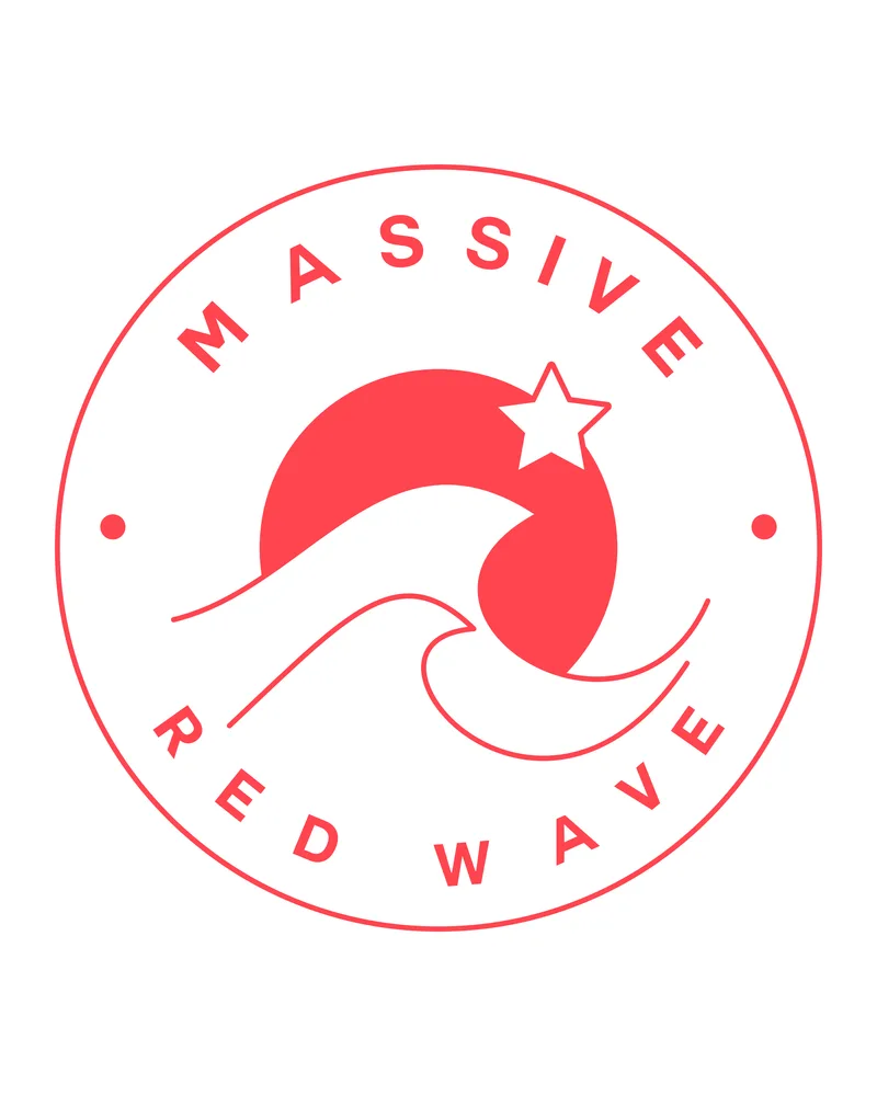 Massive Red Wave — circular star-and-wave badge