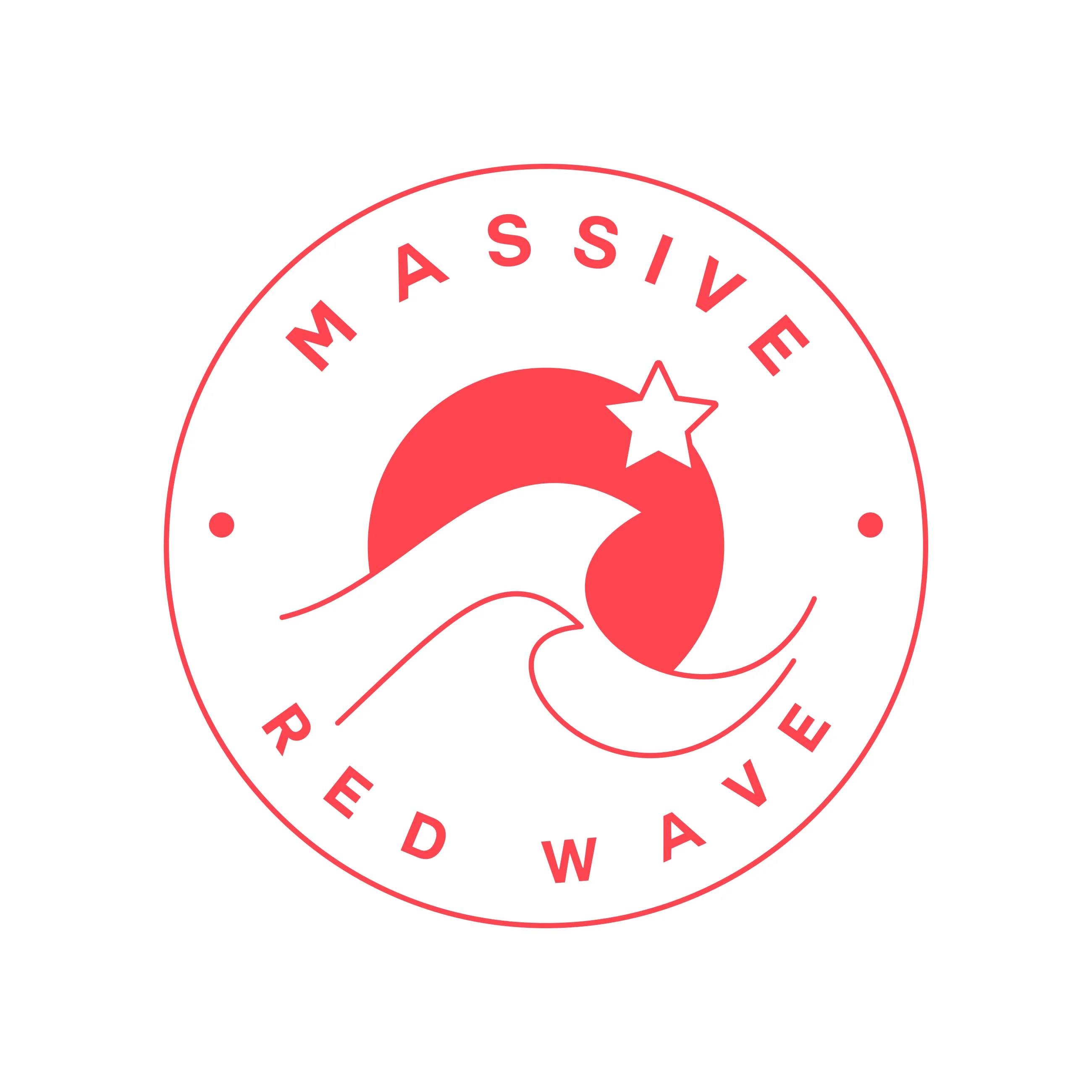 Massive Red Wave — circular star-and-wave badge
